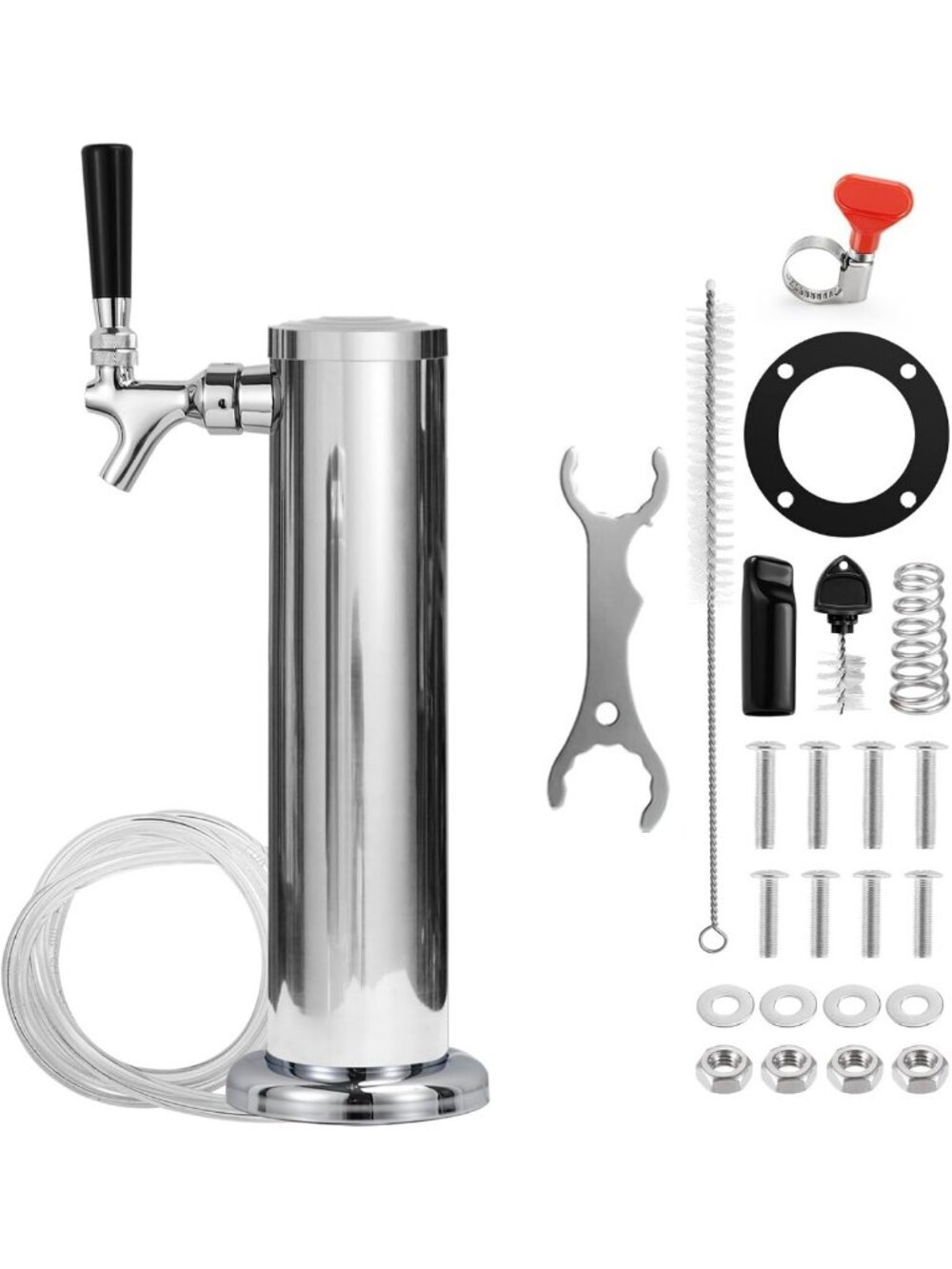 Single Tap Kegerator Tower - Pre-assembled Beer Dispenser with Essential Parts
